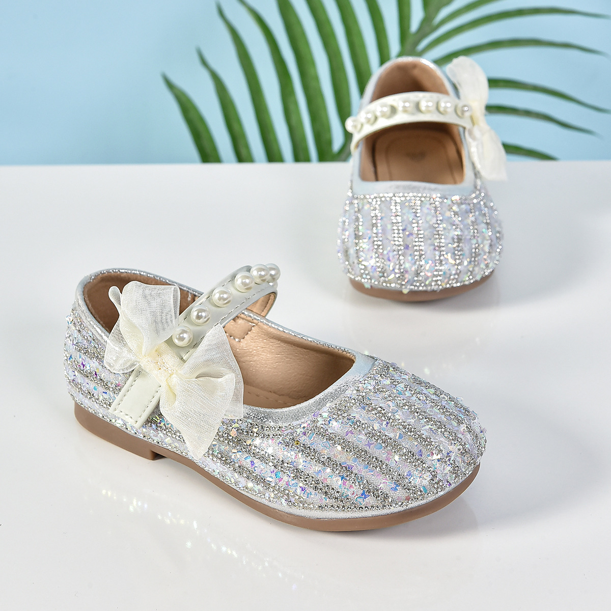 Zapatos de princesa de niñas 2026 primavera y otoño nuevos zapatos de cuero de arco plano para niños zapatos de cristal brillante con suela suave image 7