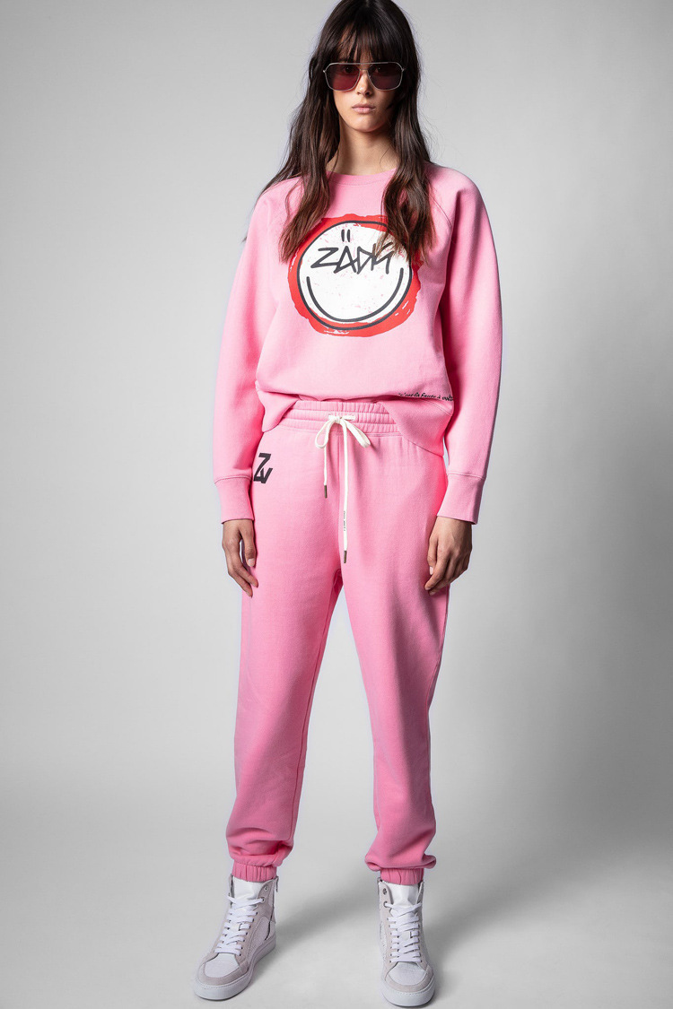 Sudadera de forro polar con estampado de cara sonriente y letras ZV para mujer, estilo francés, otoño e invierno, 01_voghion.com