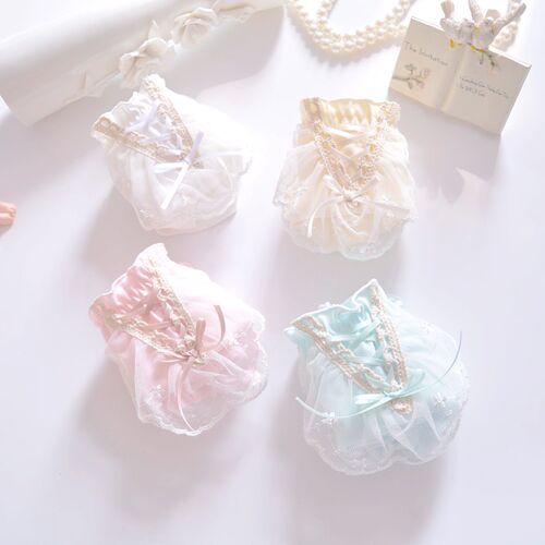 Japanese fresh pure cotton colored cotton lace lotus leaf princess student triangle girl cute ladies underwear