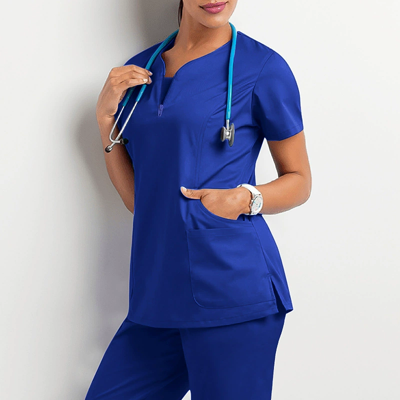Nurse uniform, elastic quick dry doctor uniform, split set, custom-made, with short sleeve