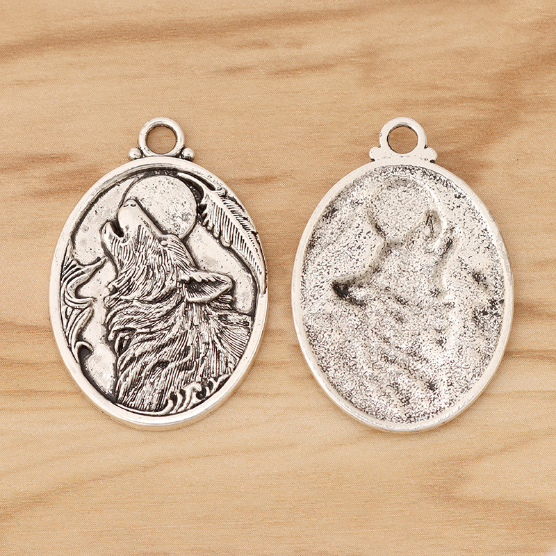 Cross-Border Retro Nordic Viking Celtic Wolf Alloy Pendant DIY Necklace Jewelry Accessories Pendant 46X32Mm