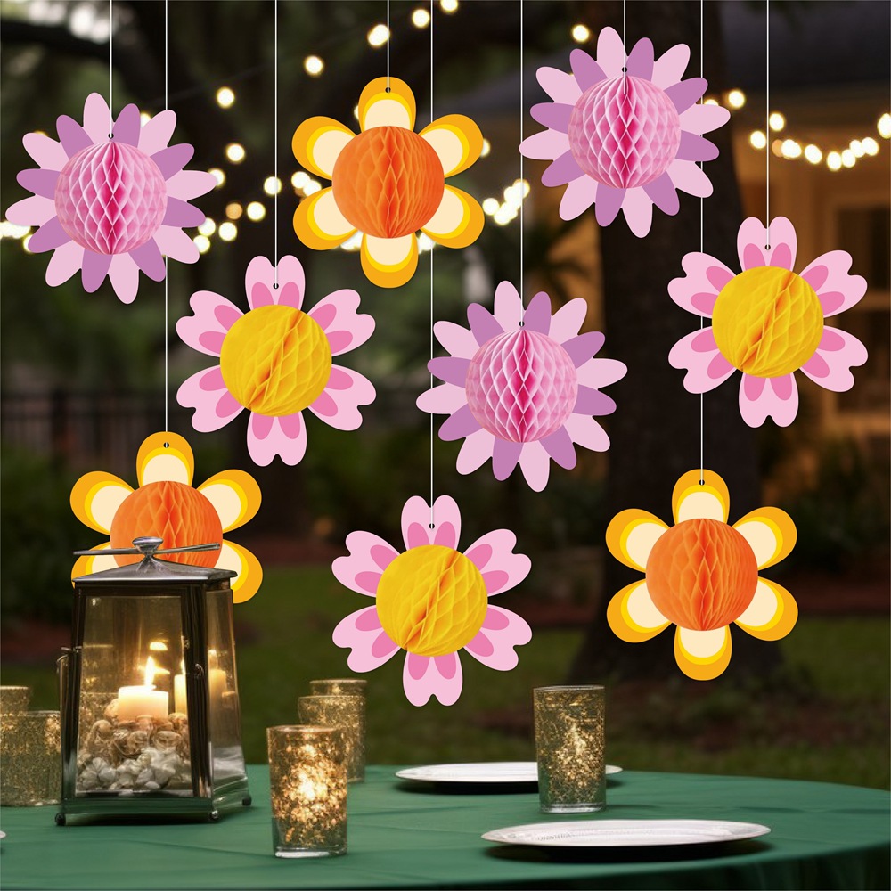 Transfronterizos nueva decoración de cumpleaños colgante colgante de abeja flor de primavera colgante colgante de abeja tridimensional suministros de decoración de cumpleaños