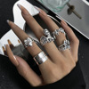 Heavy metal dark wind trend hip -hop rings Male retro old bat skull snake rings ring set