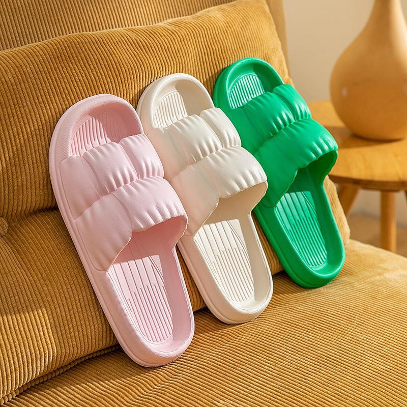Douyin Popular Pleated Petal Slippers for Women All Year Round Couple Slippers Women's Home Shoes Home Eva Slippers Sandals