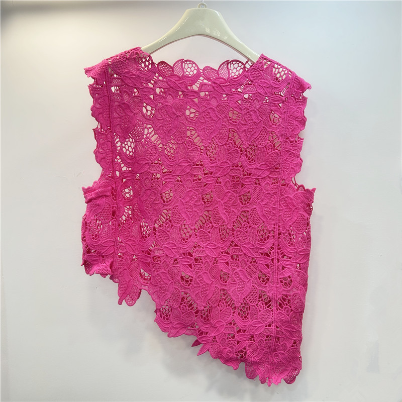 Chaleco sin mangas irregular bordado de encaje de mujer hueco 2025 verano nuevo estilo exterior chaleco blusa blusa marea image 1