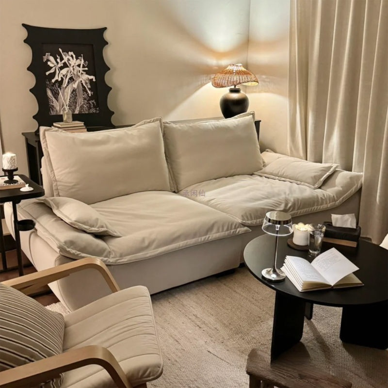 Small Apartment Double Sofa New Style Fabric Sofa Living Room Modern Minimalist Sailboat 2025 Small Sofa Light Luxury Straight Row