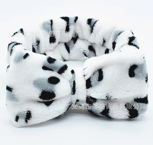 Diadema con lazo de lunares con estampado de leopardo europeo y americano, pañuelo facial SPA, diadema elástica transfronteriza, diadema de borde ancho a rayas