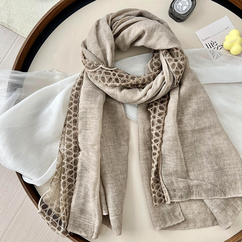 Bufandas de invierno femeninas de alta calidad lino de encaje bufandas delgadas bufandas de cuello bufandas de seda al por mayor