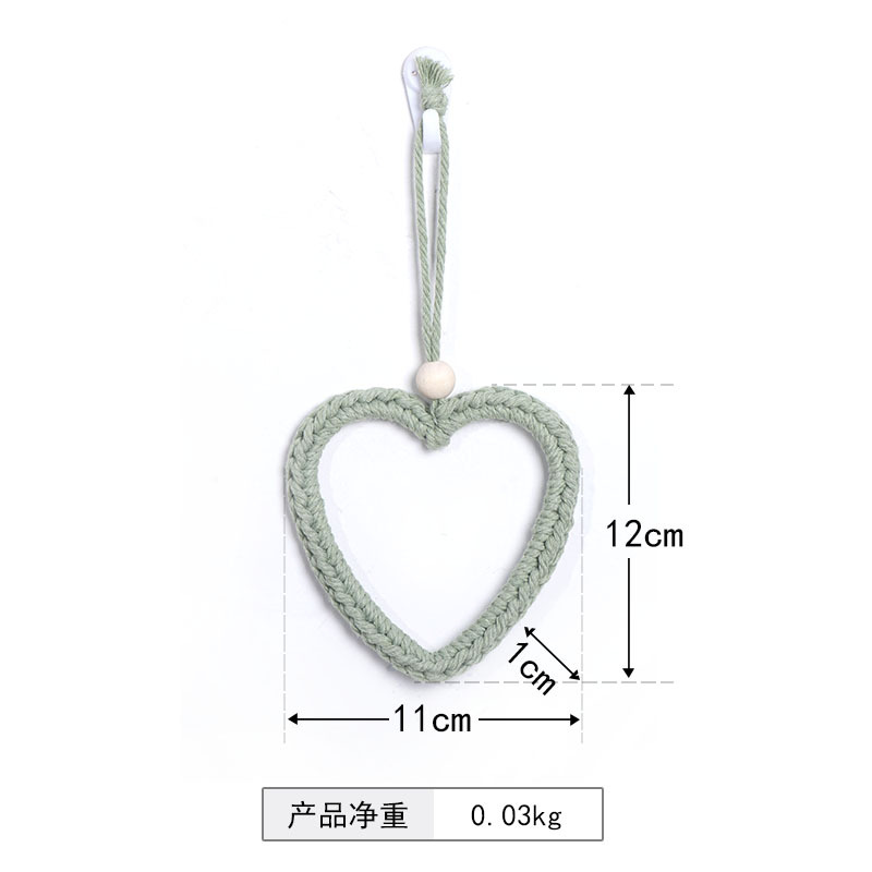 Colgante de corazón de color macarón tejido a mano cuerda de algodón amor bolsas de automóviles creativas para el hogar pequeños colgantes frescos