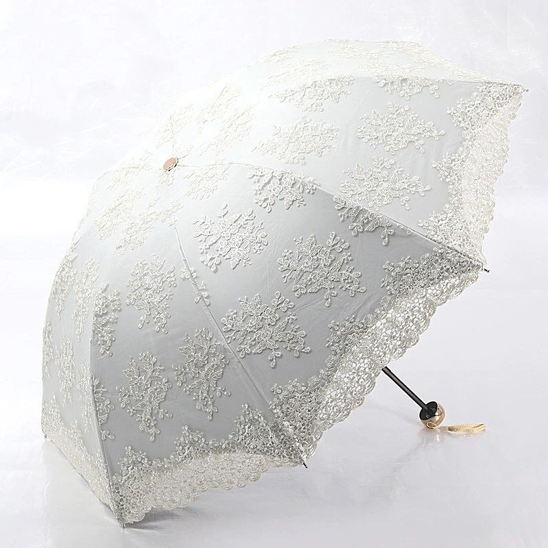 Double-layer umbrella solar-powered for princess, sun protection, UV protection, with embroidery