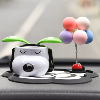 Car decoration solar-powered swinging Perfplant seat - snoopy-minnie-colorful-balloons-includes-flower-mat
