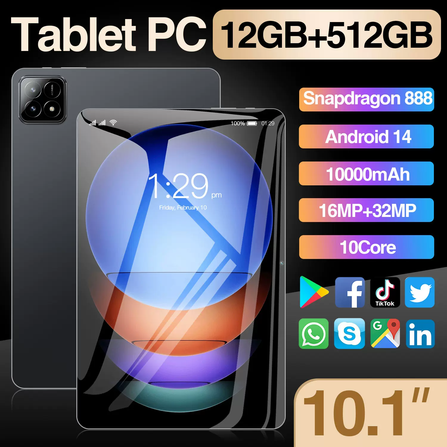 跨境厂家直销Pad6SPro平板电脑安卓 3+32G可拆卸二合一外贸品批发