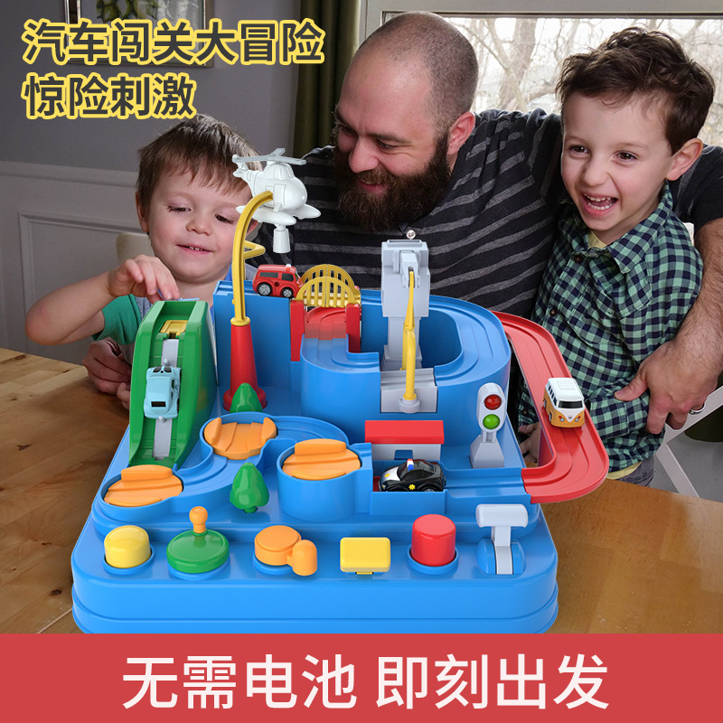 Car Challenge Adventure Track Car Police Fire Truck Model Tabletop Game Children's Puzzle Toy Boys and Girls 