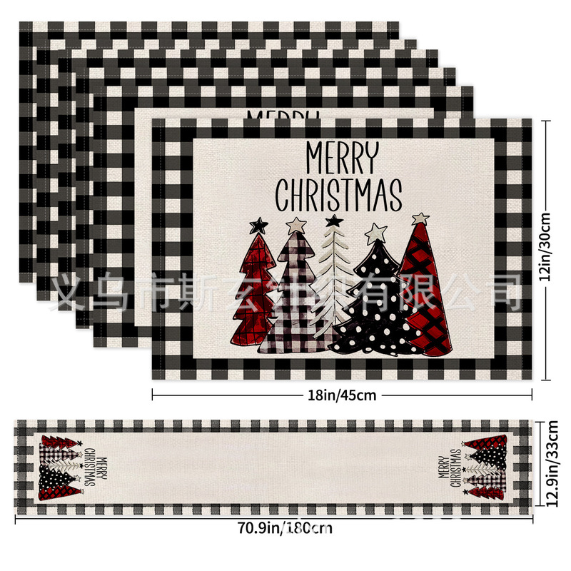 クリスマスプレースマットテーブルフラッグコンビネーションシリーズリネンプリントクリスマスパーティーレストラン装飾テーブルクロス食器断熱マット|undefined
