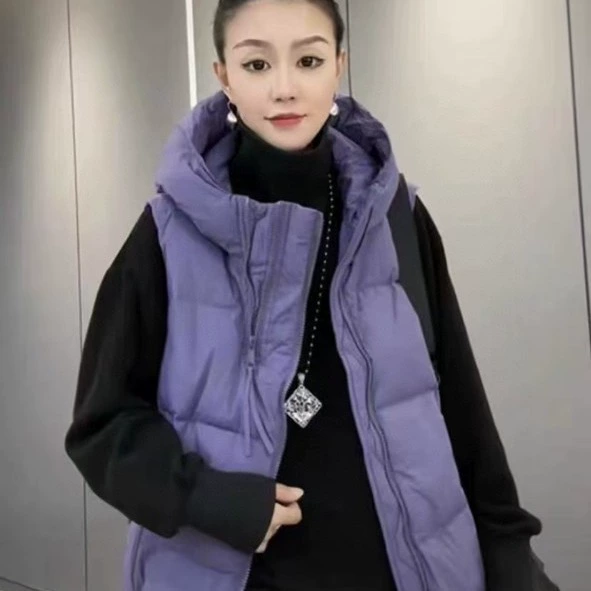 Velvet vest with down, down jacket, hoody, tank top, duck down, Korean style, oversize