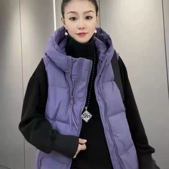 Velvet vest with down, down jacket, hoody, tank top, duck down, Korean style, oversize