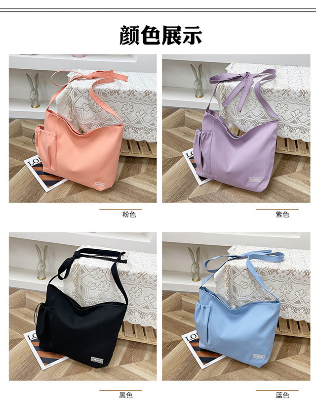 Spring and summer women's bags, ins-style, niche design sense canvas bags, drawstring single-shoulder bags, crossbody bags, college student class bags details Picture