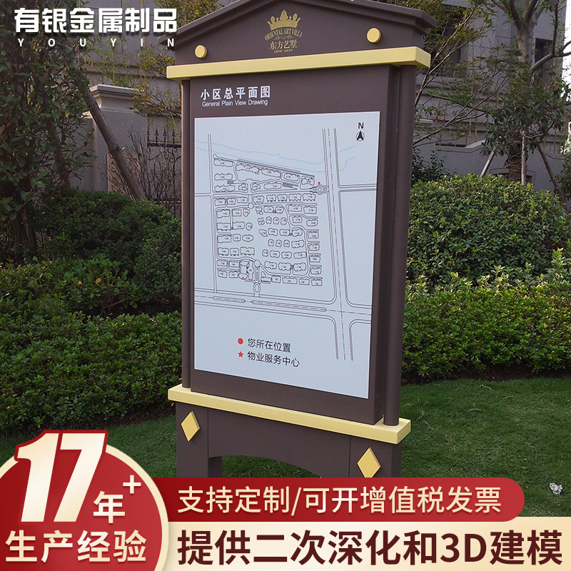 景区标识导视系统不锈钢指示指向牌户外立式地图公园导览介绍牌