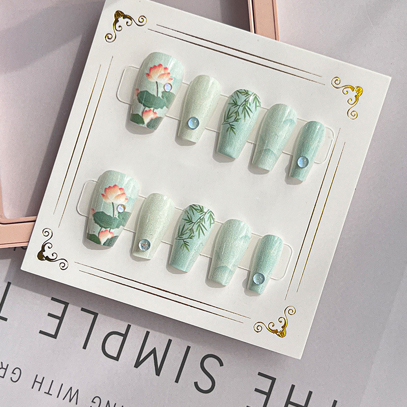 Nueva uñas de uñas de estilo nacional chino 30 piezas en caja