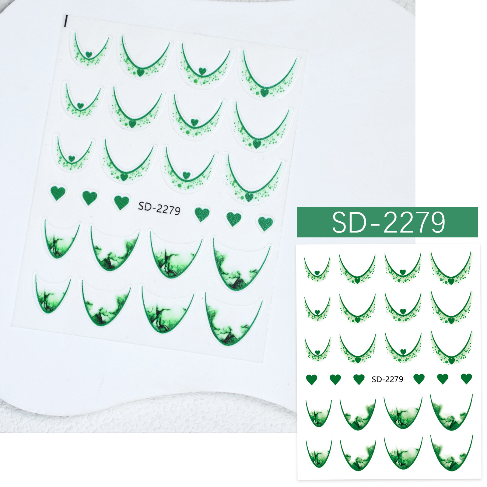 Nail Art French Red Red Nail Etiqueta engomada hueca Plantilla de degradado de inyección de tinta Etiqueta auxiliar Nueva línea de pegatina decorativa de sonrisa