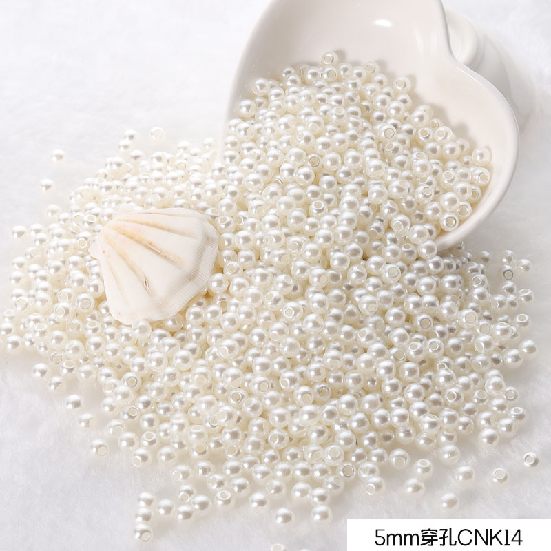 3-10mm blanco puro beige perforado ABS perla de plástico diy zapatos ropa ropa sombrero pendientes pulsera collar con cuentas