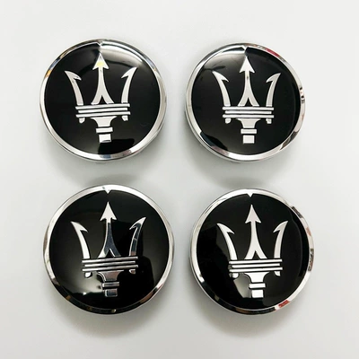 New Maserati Car Logo Car logo - new-style-4-black-background-silver-labels-diameter-6cm-hub-cap
