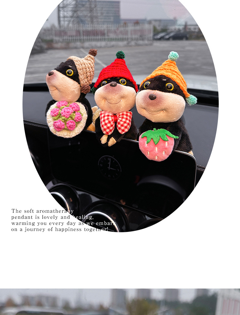 Car ornaments cute doll bee dog car central control screen lying prone doll display screen decoration car accessories