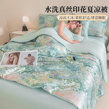 水洗真丝夏凉被四件套夏季被子冰丝夏被单人可机洗空调被