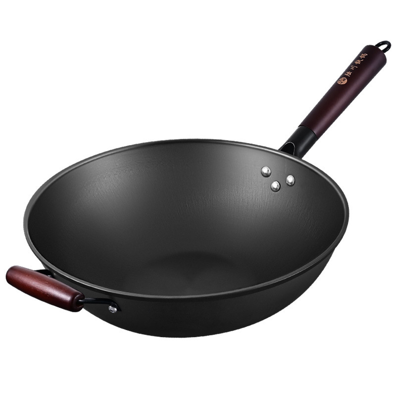 Luchuan hierro wok cerdo hierro wok hogar antiadherente pan plano inferior Cocina de Inducción wok viejo hierro fundido wok para gas
