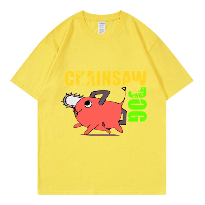 Electric Saw Man Electric Second Pochita Maniche Corte Uomo Estate Americano T-shirt Marchio di Moda High Street Cartoon Stampa Mezza Manica Coppia_voghion.com