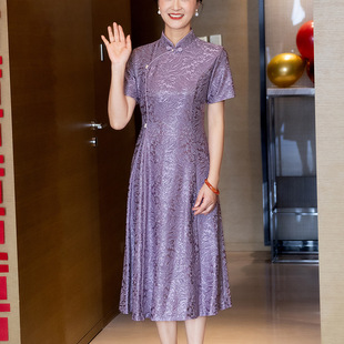 Wedding mother dress cheongsam dress 2025 new 584 short sleeve