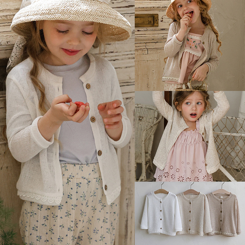 2026 Summer New Product Strawberry Shan Korean Children's Stylish Lace Knit Thin Sun Protection Shirt Air Conditioning Shirt 2026 Summer New Product Strawberry Shan Korean Children's Stylish Lace Knit Thin Sun Protection Shirt Air Conditioning Shirt