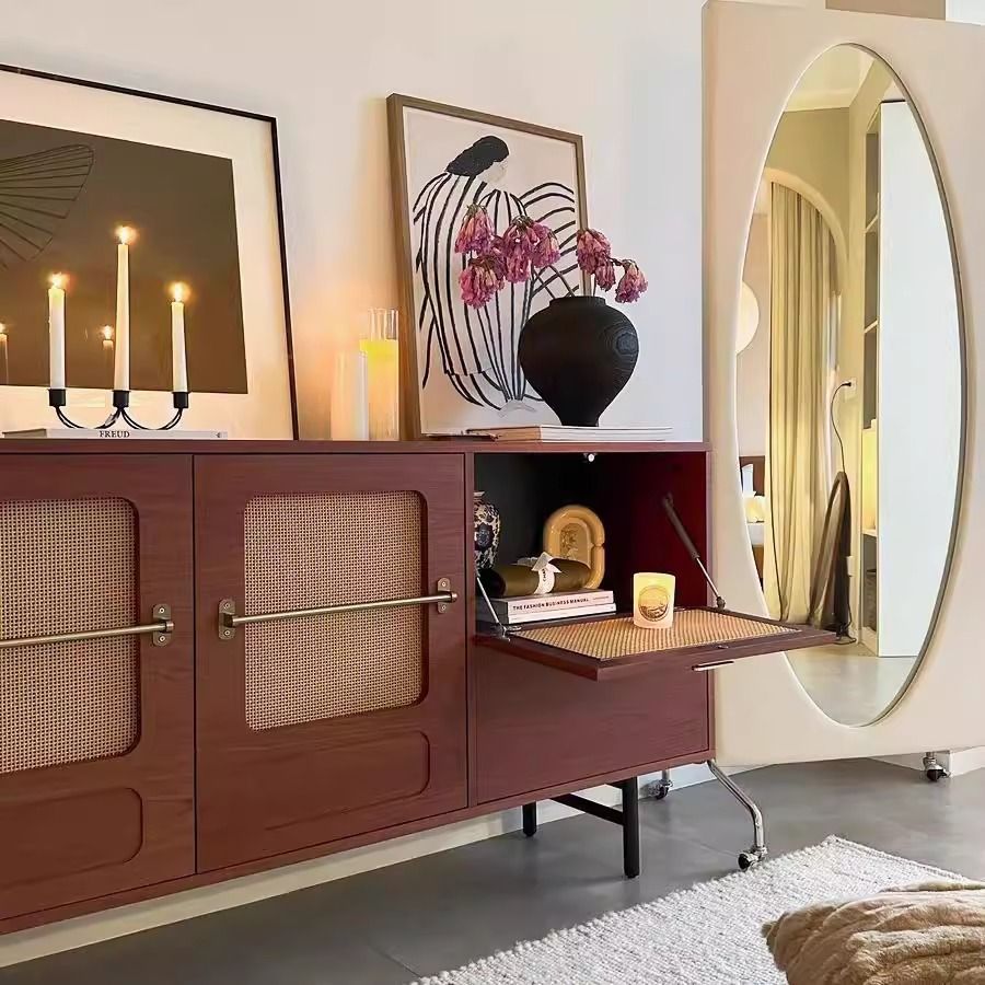 Gothenburg Sideboard Storage Tea Cabinet Retro Living Room Entrance Solid Wood Storage Fully Assembled Floor-Standing Side Cabinet