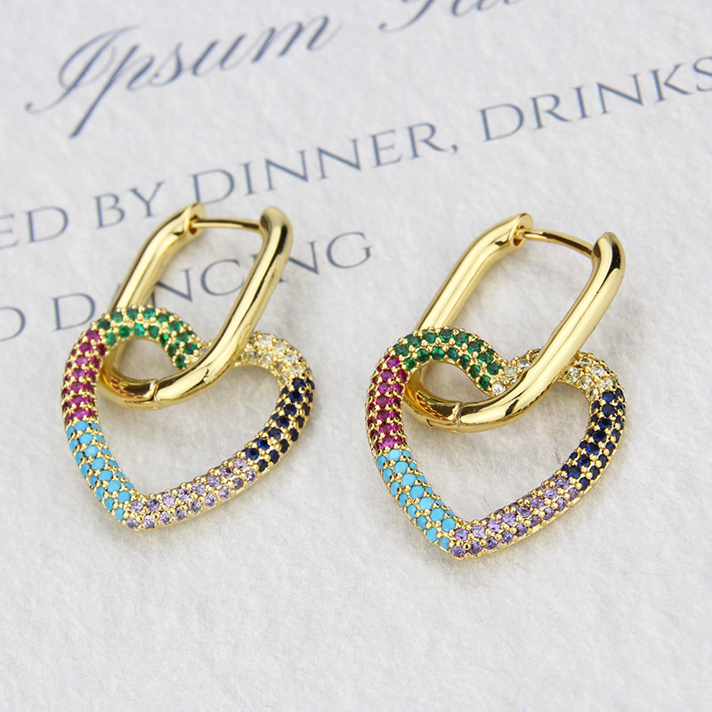 Fashion Color Zirconium Heart-shaped Earrings display picture 2