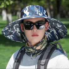 防曬面罩男士夏天釣魚帽遮臉漁夫帽防紫外線太陽帽戶外防曬遮陽帽