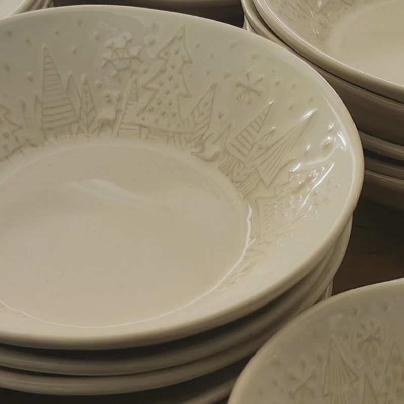 Writer's Style Handcrafted Ceramic Tableware: Forest Animal Noodle Bowl, Salad Bowl, Fruit Bowl, Dessert Bowl, Mixed Noodle Bowl