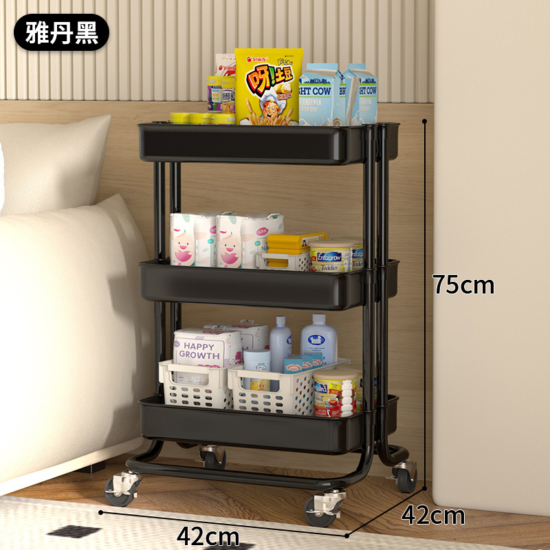 Carrito de cocina con ruedas, estante de almacenamiento multifuncional de varias capas para dormitorio o sala de estar