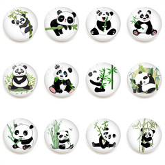 Amazon Cute Panda Bamboo Refrigerator Magnet Crystal Glass Whiteboard Sticker Home Decor 25mm