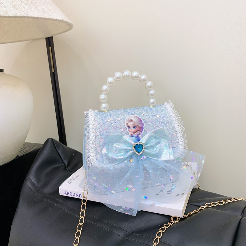 Nuevo bolso para niños niña pequeña bolso de cadena de perlas bolso de mano princesa de moda monedero de hombro