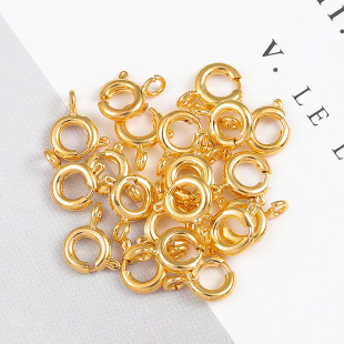 14K/18K gold round spring buckle ring diy color retaining necklace buckle connector bracelet buckle finishing accessories