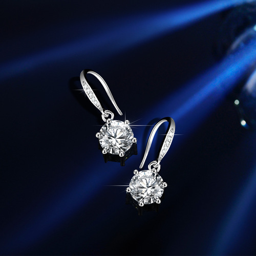 Cross-border hot sale s925 sterling silver ring necklace earrings ring moissanite one carat jewelry three-piece set for women