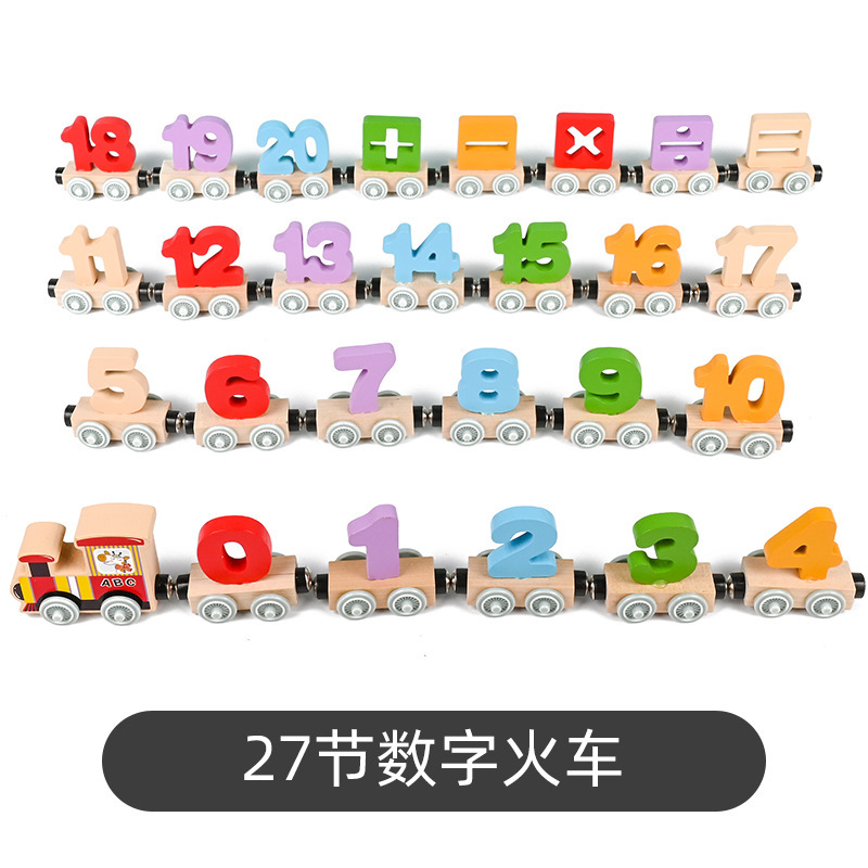 Juguetes de madera de los niños 12-Section magnético digital montado color madera tren Juguetes