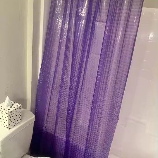 Cortina de ducha semitransparente con diseño de cubo de agua 3D, disponible para dropshipping, impermeable, antiadherente, gruesa y resistente al moho.