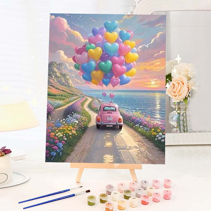 Romantic Balloon Digital Oil Painting Diy2025 New Style Fresh Coloring and Filling to Relieve Boredom Handmade Acrylic Oil Painting