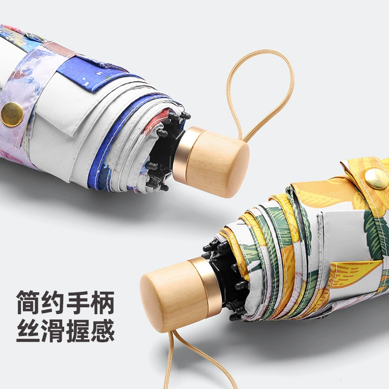 Fresh small double-layer handheld umbrella solar-powered, flowered, sun protection