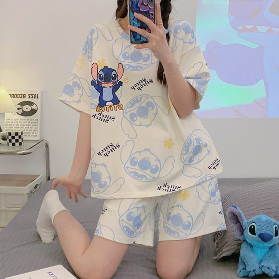 Cross-border Live Hot pajamas Summer Short-sleeved Cartoon Pajamas Girls Shorts suit New Home Clothes Women