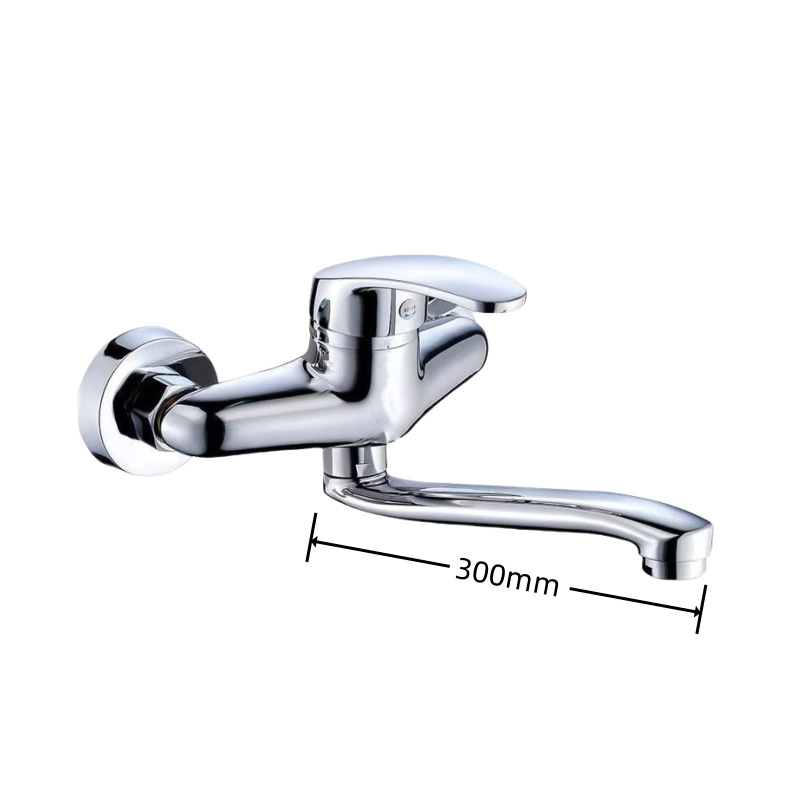 Two-hole concealed installation of Jishi Duo mixed water kitchen balcony faucet, wall-mounted concealed installation of cold and hot sink faucet manufacturer Item Picture