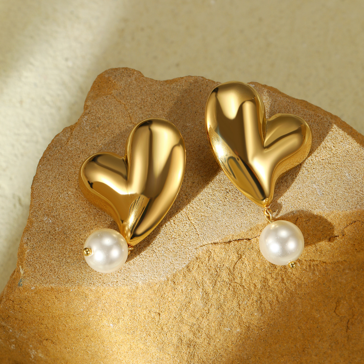 18K Gold Plated Plating Material Drop Earrings Classification 1 Pair Vintage Style Classic Style Heart Shape Plating 304 Stainless Steel 18K Gold Plated Drop Earrings