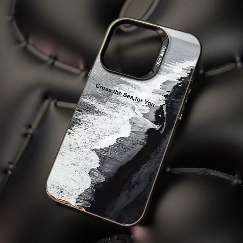 El nuevo viento negro es adecuado para la caja del teléfono móvil iphone16 Apple 15promax/14 anti-caída 13pro12 Europa y América