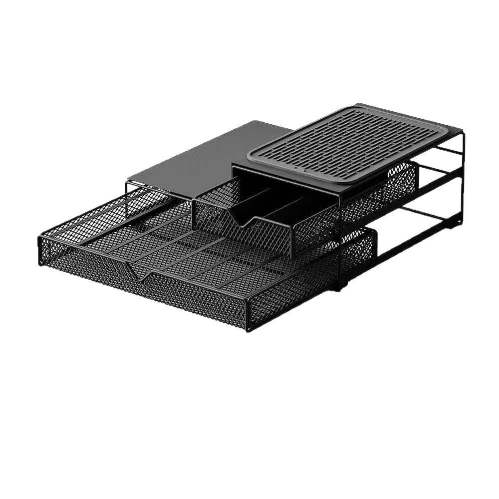 Caja de cápsulas de café de escritorio, estante de almacenamiento de doble capa de hierro forjado, 72 cápsulas de almacenamiento de café Dolce Gusto